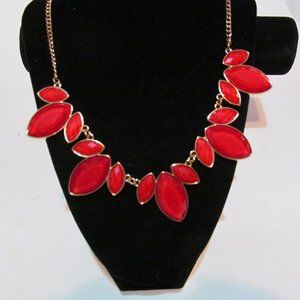 Charming Charlie vibrant red statement necklace signed